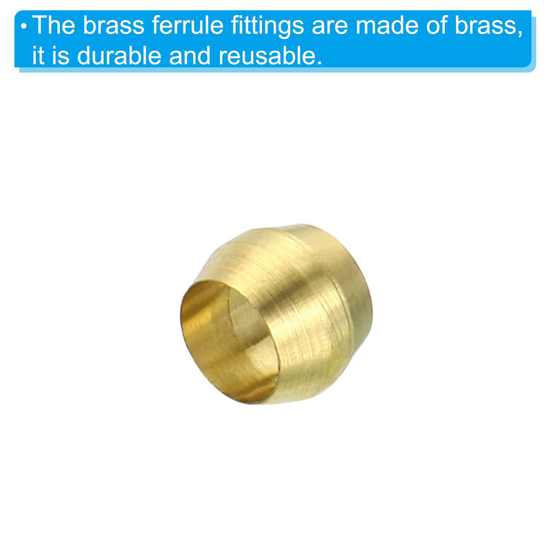 PATIKIL 4mm Tube OD Brass Compression Sleeves Ferrules, 25 Pack Brass Ferrule Fitting Brass Compression Fitting Assortment Kit for Air Water Gas Pipe