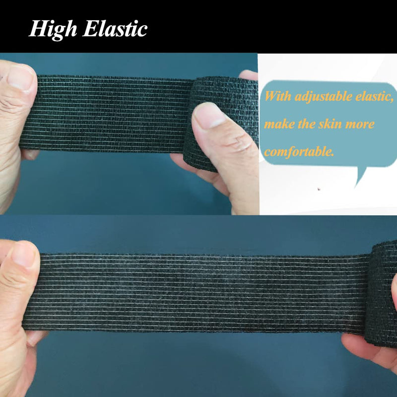 Self Adhesive Bandage Wrap,2 Inch Black Breathable Elastic Cohesive Bandages, Vet Wrap Sports Tape Bulk for First Aid Supplies, Wrist Sprains Protection Black Self Adhesive Bandage Wrap