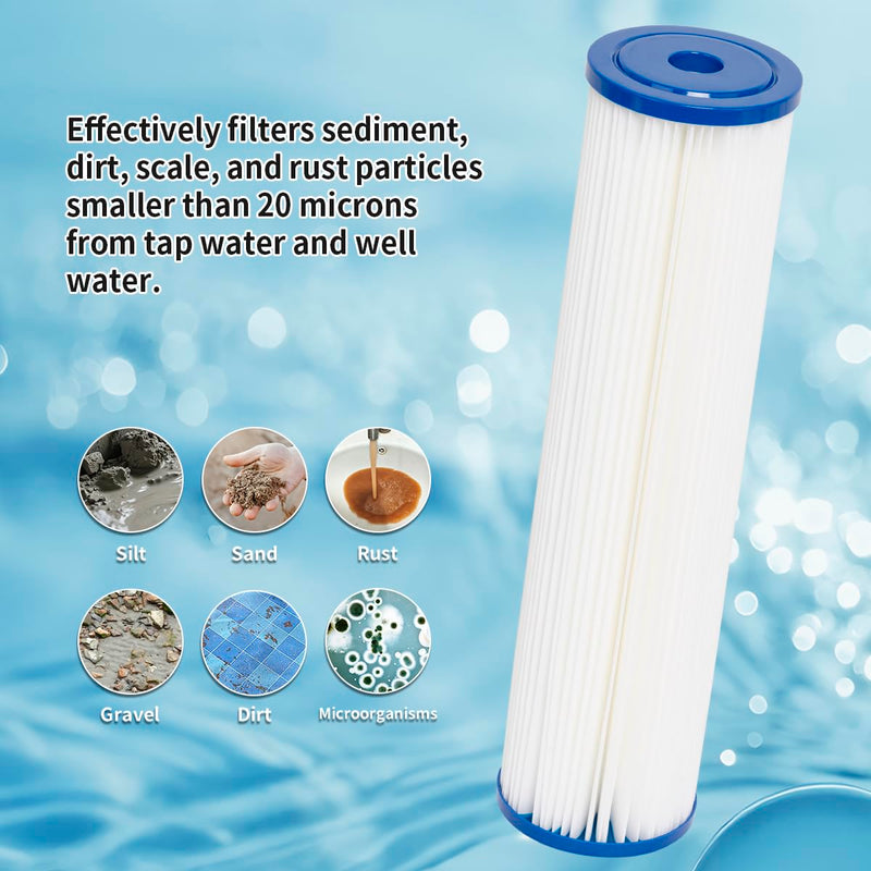 WuYan 20" x 4.5" Whole House Pleated Sediment Water Filter Cartridge for ECP20-20BB, AP810-2, R30-20BB, HDC3001, ECP5-20BB, 2Pack