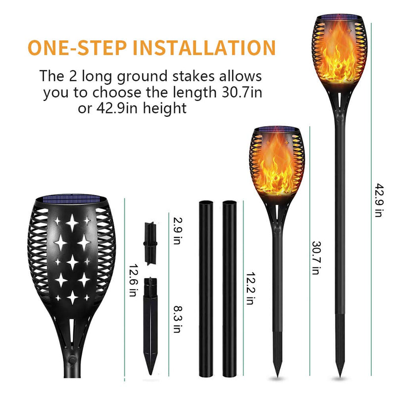 YoungPower Landscape Solar Torch Lights, Waterproof Flickering Flames Torches Lights Outdoor Flame Lights Decoration Lighting Dusk to Dawn Auto On/Off Security Light for Deck Yard Driveway, 2P 2 Pack
