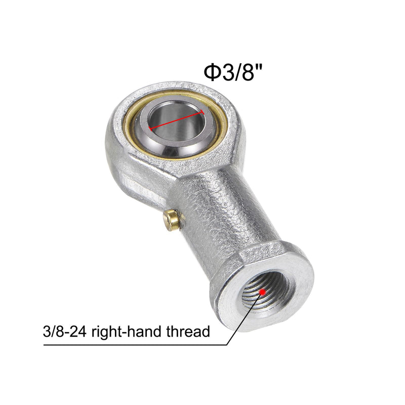 uxcell 2pcs PHSB6 Female Rod End Bearing 3/8 Inch Bore and 3/8-24 Right Hand Thread, Self-Lubricating Joint Rod Ends, Includes Jam Nut