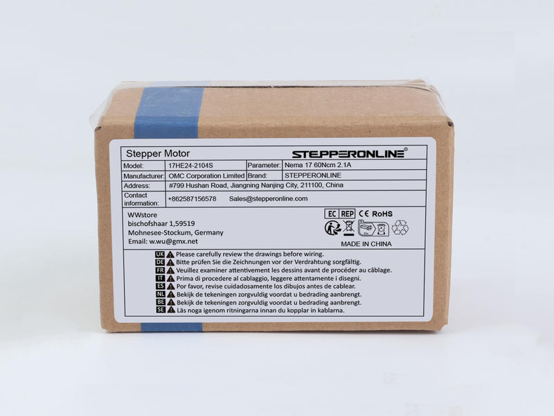 STEPPERONLINE E Series Nema 17 Stepper Motor Bipolar Stepper Motor 60Ncm 2.1A Extruder Motor