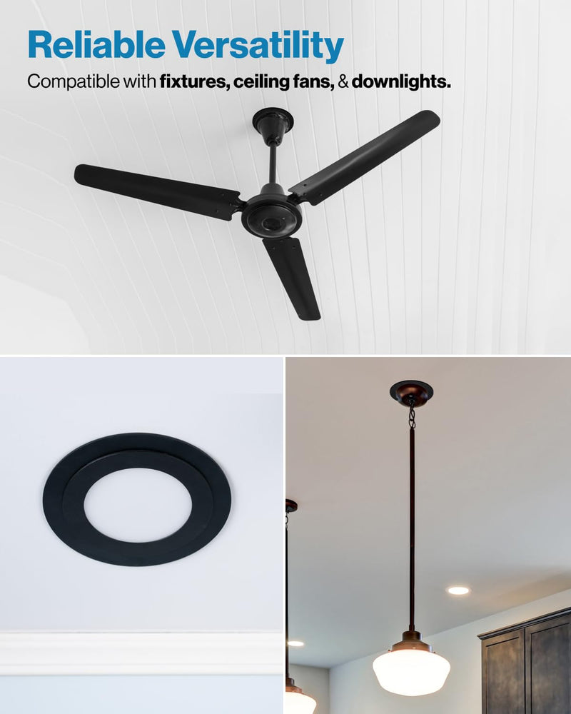 Sunco 12 Pack Goof Rings for 6 Inch Recessed Lights Black Can Light Goof Trim Ring, Outer Diameter 8.6-inch, Inner Diameter 6.2-inch, Durable Plastic Design, Matte Finish, Flush Mount