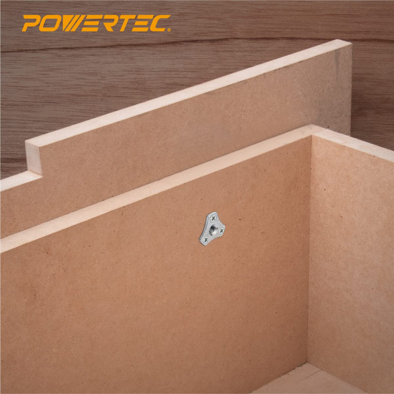 POWERTEC 5/16-18 T Nuts, 8 Pcs | Screw-On Tee Nuts for Bolts and Stem Caster Wheels – Threaded Inserts for Wood Working, Rock Climbing Holds and Furniture | 1/2" Length (QTN1108) Oval Nuts, 20 Pack