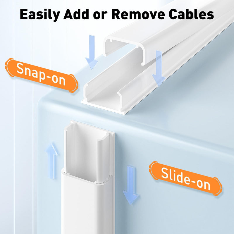 Delamu Cord Hider, 62.8in Cable Hider, Cord Covers for Wires on Wall, Wire Covers for Cords, Wire Hiders for TV on Wall, Easier Setup Cable Cover Cable Management, 4X L15.7 W0.94 H0.47in Medium White