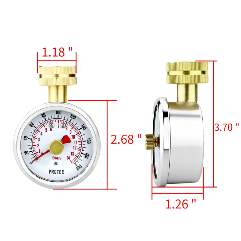 2.5'' Dial Size Water Pressure Gauge,3/4 Inch Female Hose Thread,Waterproof Pressure Gauge, Water Pressure Tester for Home and Garden (Memory Pointer 0-200PSI) Memory Pointer 0-200PSI