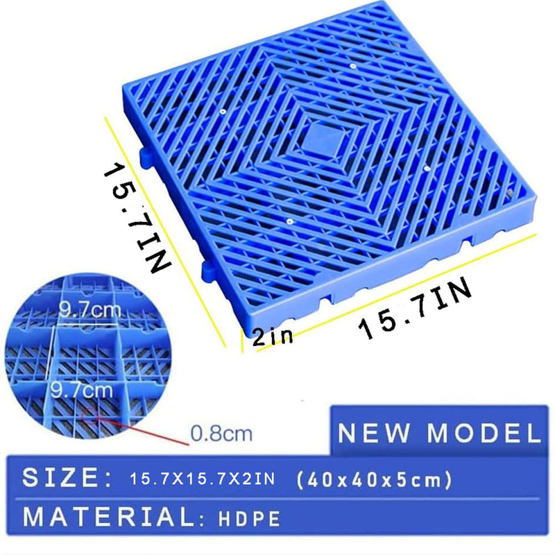 Plastic Pallet, 15.7x15.7x2in Waterproof Storage Grid Pad, Lightweight Nestable Floor Pallets, 2pcs HDPE Breathable Grids Article Racks for Garage Supermarket Basement 2pcs-15.7x15.7x2in