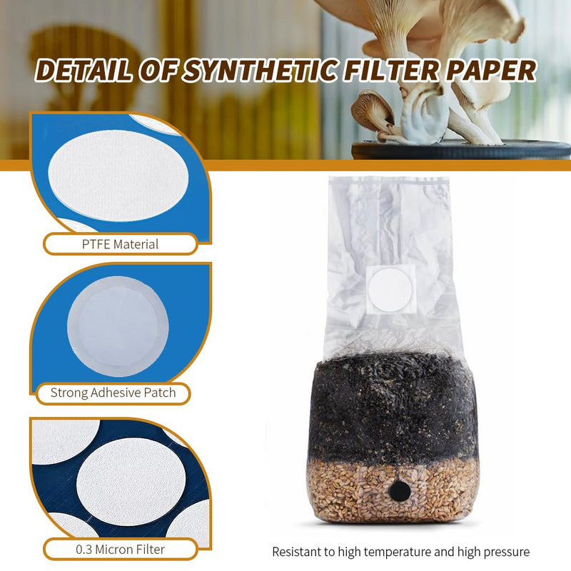 Synthetic Filter Paper Stickers 90 mm PTFE Filter Disc 0.3 μm Filter Paper for Mushroom Cultivation Wide Mouth Jar Lids 90mm