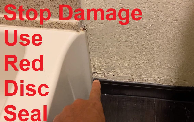 The Original Red Disc Seal. Bathtub spout rear seal. Over 6000 installed. It slips over and seals 1/2" copper pipe. Avoid 2-piece designs. 2-piece design is not sealed between the two pieces.