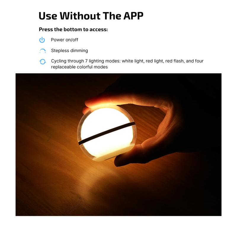 OLIGHT Sphere Smart Night Light, 75 lumens Stepless Dimming Table Lamp with Remotely APP Control, Magnetic Rechargeable RGB Ambient Lighting for Sleeping, Reading, and Relaxation Basic Blue