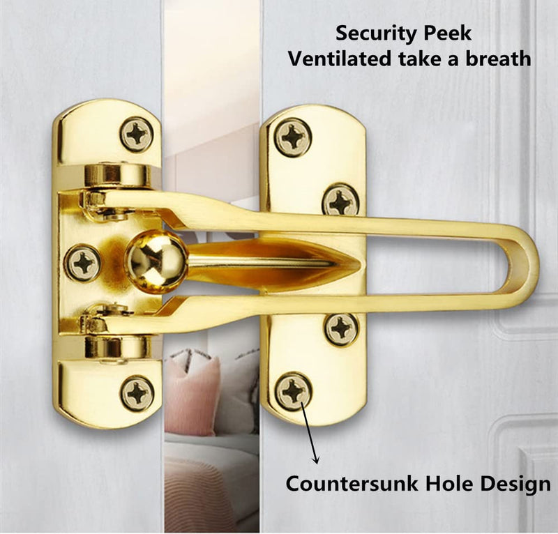 szhdxsy 4 Pcs Home Security Door Lock, Door Reinforcement Lock Swing Bar Lock， Front Door Locks for Kids, Home Reinforcement Lock for Swing-in Doors, Latch Guard Clasp,Solid Security loc, (Golden)