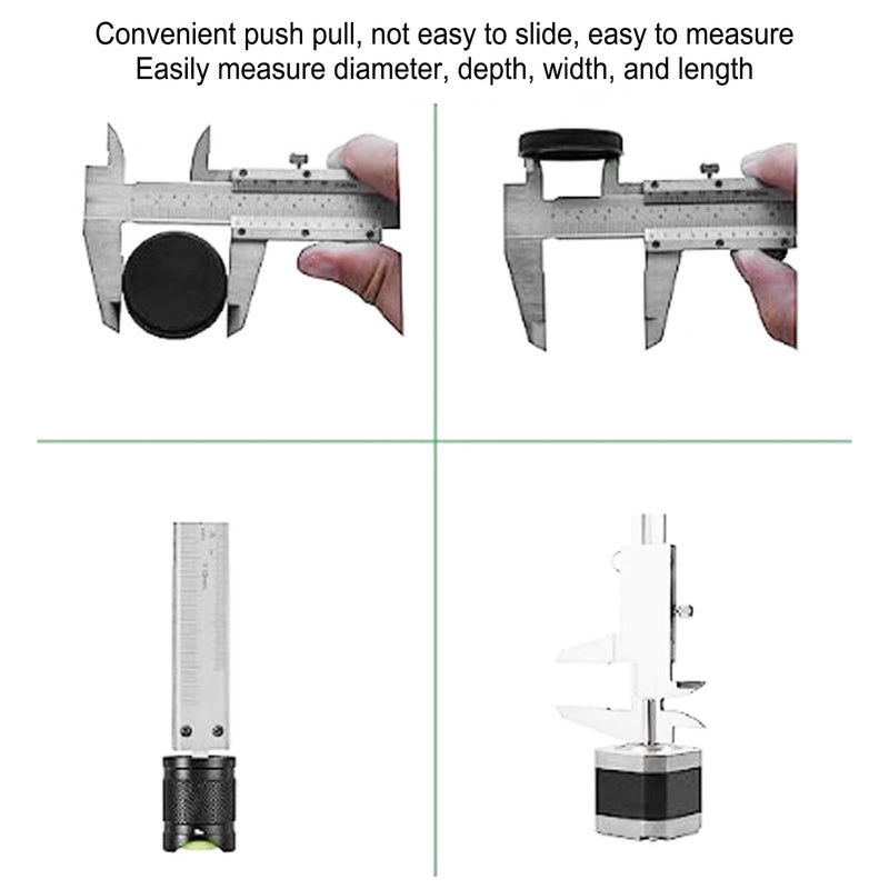 Vernier Caliper, 3" Stainless Steel Caliper Measuring Tool,0‑50mm Manual Micrometer with Storage Bag for Mechanical Tools