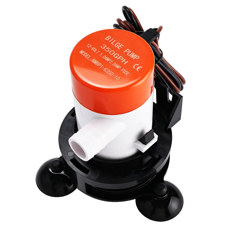 YaeMarine 12V 350 GPH Portable Livewell Aerator Pump Kit for Boats Baitwell | 12V DC submersible aerator pump, keeps bait oxygenated, ideal for boats, coolers, ice chests on fishing trips