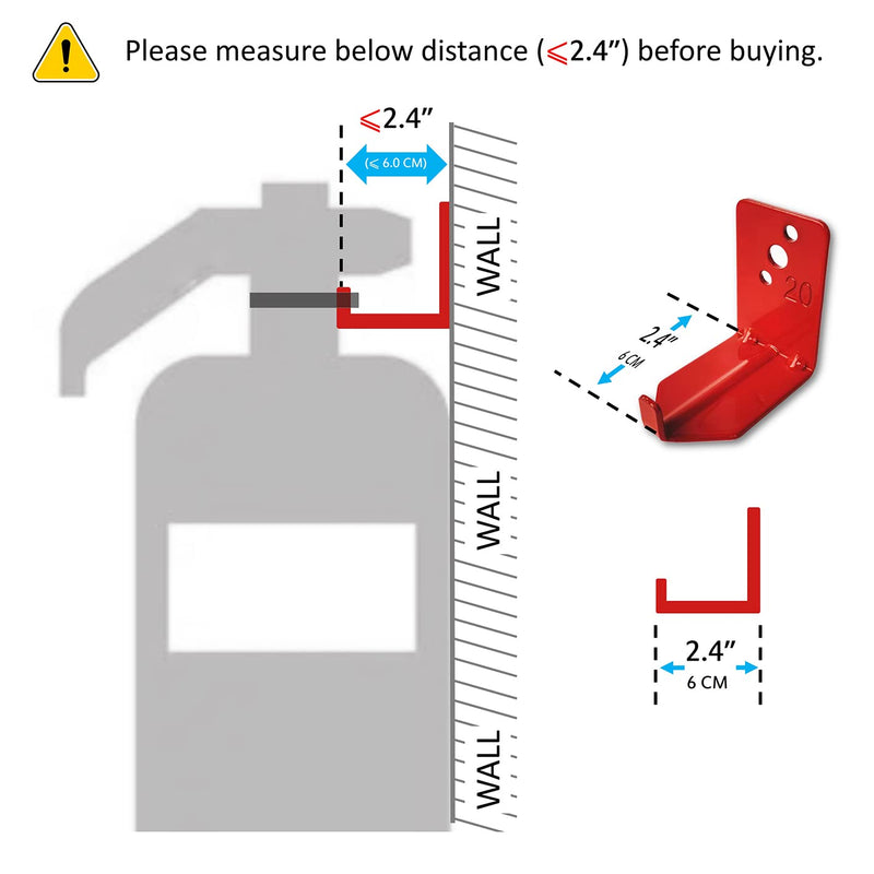 QMARK 4 Pack of Fire Extinguisher Bracket, Wall Mount Hook, Fire Extinguisher Mount up to 20 lbs, Hanger for Universal Extinguishers (Tl)