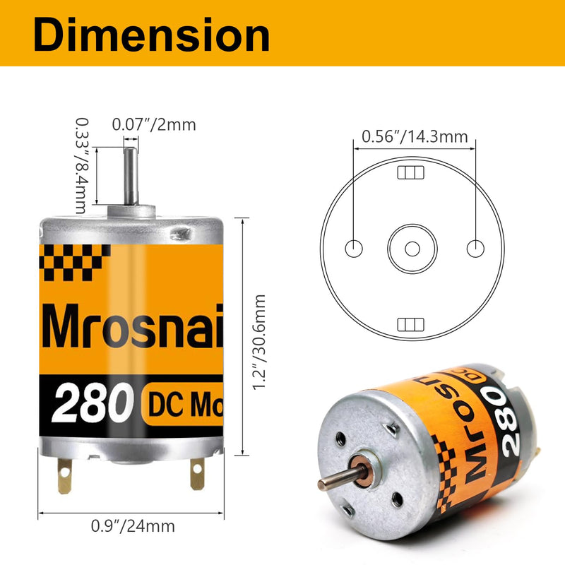 6Pcs 280 Micro DC Motors 3V-12V 13500RPM 0.5A with 2.8mm Insulated Con ...