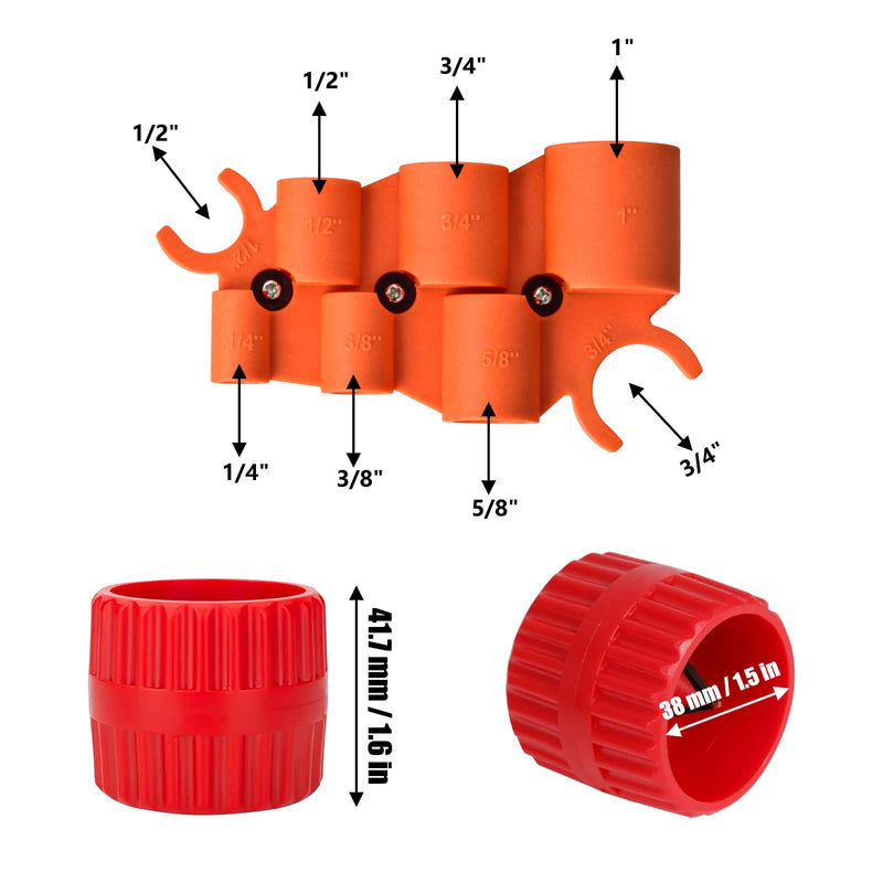 1/4 Inch to 1 Depth Gauge and Pipe Deburring Tool Kit 2 Pack Inner-Outer Reamer Pipe Tubing Chamfer Tool Copper Reamer for PVC, PPR, Copper, Brass, Aluminum Pipe