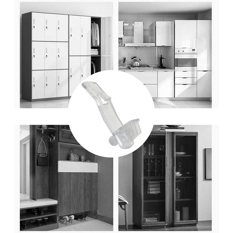 Shelf Support Peg LUORNG 20PCS Clear Plastic Locking Shelf Support Pin Clips, Cabinet Shelf Pins for 1/4inch Diameter Hole and 25/32inch Shelf,Self-Locking Bracket Clips