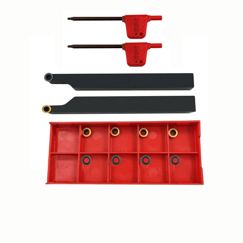 3/8” 1/2" SRACR1010/1212 H06 Lathe Turning Holders Lathe Turning & Profiling Tool Holder with RCMT0602 Round Carbide Milling Inserts For steel stainless steel (2pcs 3/8 holders+ 10pcs inserts) 2pcs 3/8 holders+ 10pcs inserts
