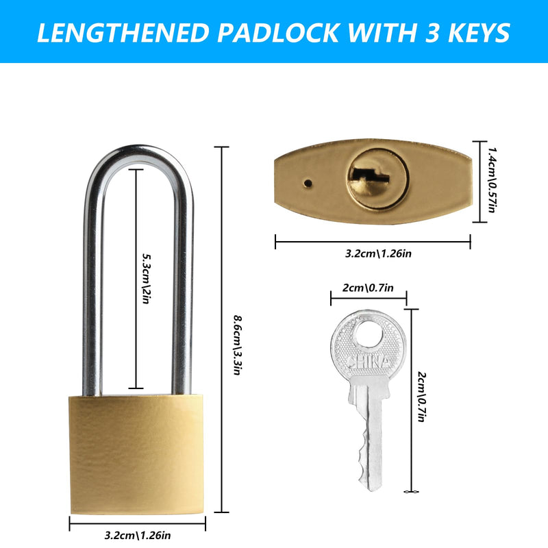 4 Pcs Padlock with Keys, 3.38 Inch Long Keyed Padlocks, Shackle Pad Lock with Keys, Lock and Key Set for Outdoor Fence Storage Unit Toolbox Shed Gym Locker Padlocks with Key (4, 3.38) 4