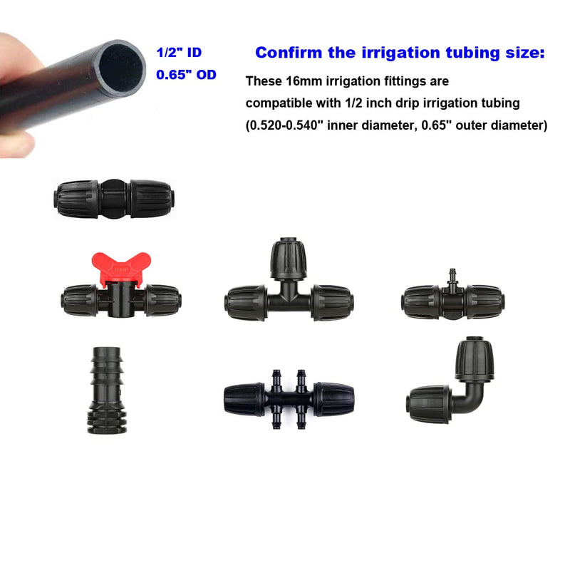 Drip Irrigation Parts for 1/2" Tubing: Drip Hose Connectors for Garden Irrigation System - Splitters for Irrigation Fitting Barbed Tee (10pcs) 1/2" TEE