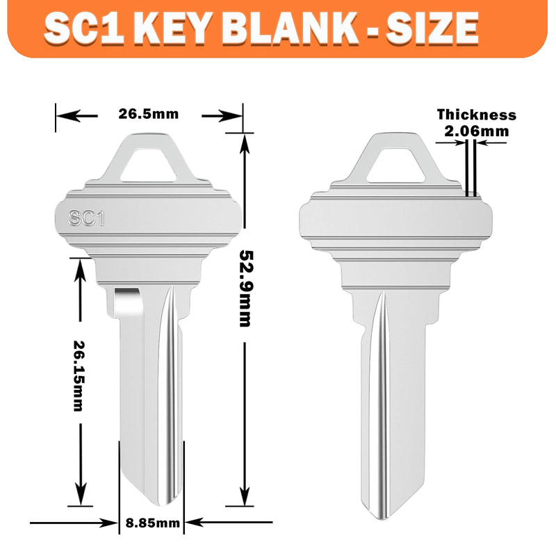 50Pcs Key Blanks Assortment, Uncut Key Blanks KW1 SC1 M1 Blank Keys for Home and Professional Use Nickel