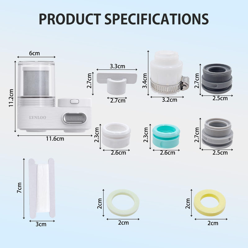 Faucet Filter, Push Button, Dual Spray Modes, Mechanical Switch Button - 350 Gallons Water Purifier for Sink, NSF Certified Reduces Chlorine & Bad Taste with 1 Replacement