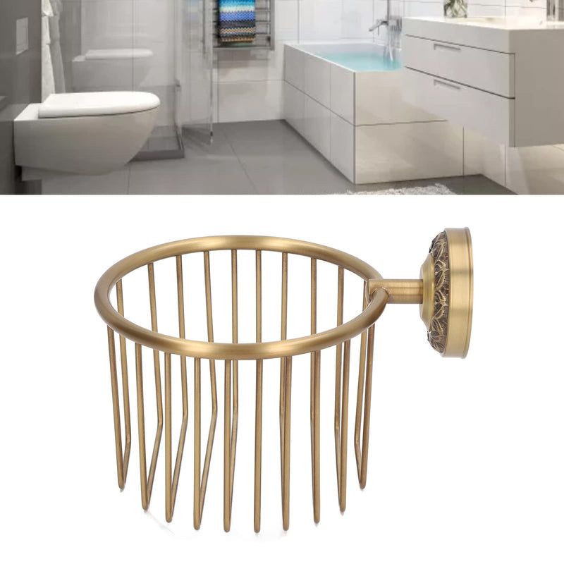 Brass Antique Toilet Roll Holder, Wall Mount No Punch Shiny Rusty resistants with Accessories for Bathroom Tissue Roll Dispenser