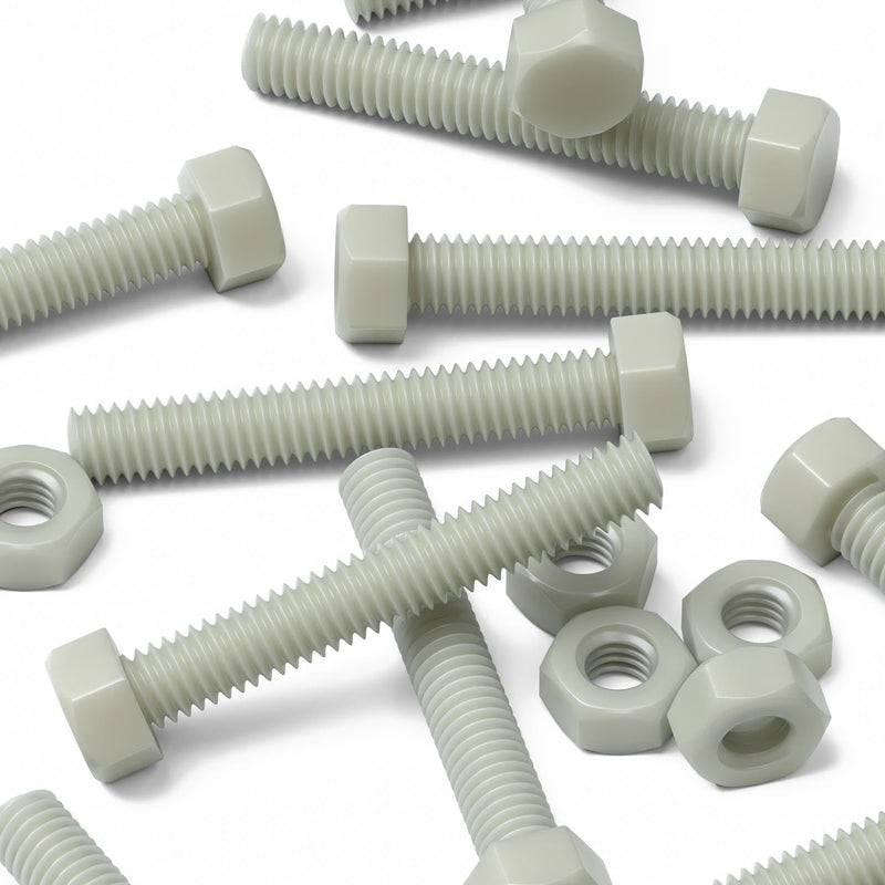 50 x Glass Filled Reinforced Nylon Hex Head M6 x 40 mm, Plastic Nuts, Bolts & Washers (15/64 x 1 37/64 in)