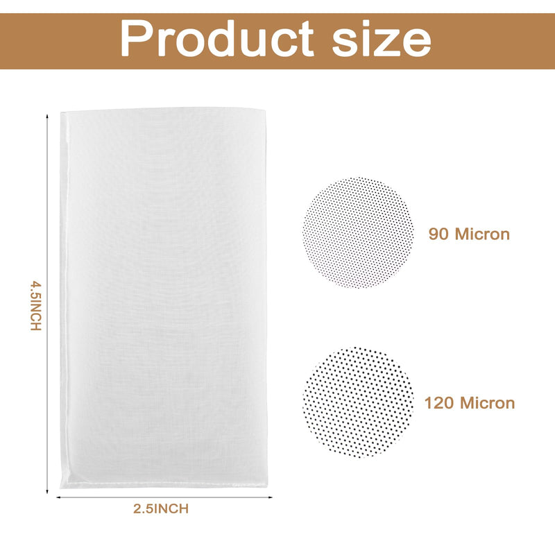 90 Micron Food Grade Nylon Tea Filter Bags 2.5"x4.5" Pressable Rosin, Filter Tea 40 Pack 90 Micron