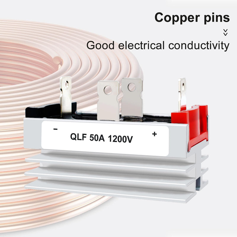 (2 pcs) Full Rectifier Bridge 50A;Input:3V-400Vac; Ac to Dc;1200V;with HeatSink;Rectifier Diode;12V 24V 48V 110V 120V 240V Both Can be Used