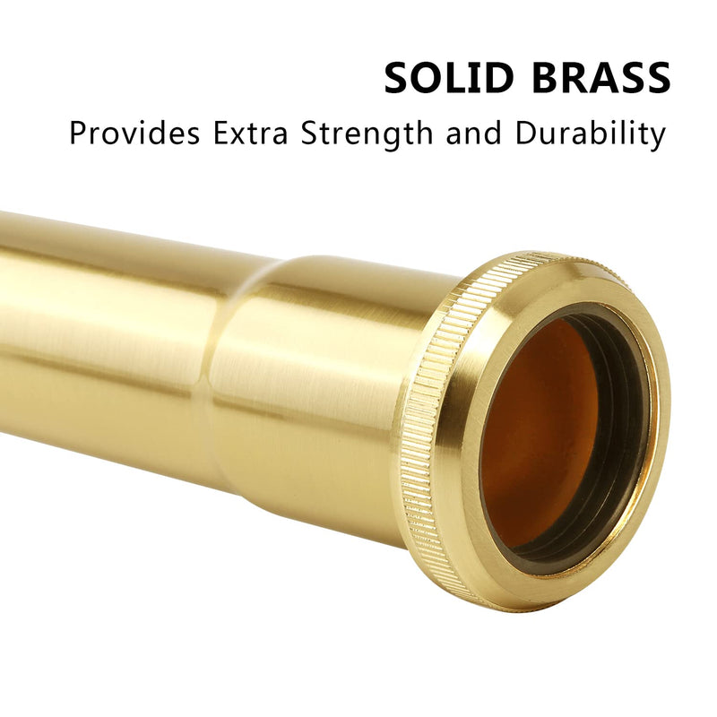 Brass Slip Joint Extension Tube，1-1/4 Inch O.D x 12 Inch P Trap Extension Pipe with Nut and Rubber Washer, Sink Drain Tailpiece (Brushed Gold) Brushed Gold