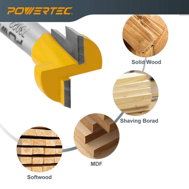 POWERTEC 72030 T Track Knob Kit w/T Slot Router Bit (5/8" Dia. x 3/16" H x 1/4" Shank), Threaded Knobs and 5/16”-18 T Slot Bolts Set, 16-pc T Track Accessories for Woodworking Jigs and Fixtures