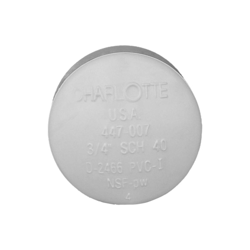 CHARLOTTE PIPE 3/4 SCH 40 CAP SOCKET CONTRACTOR PACK PRESSURE (10 Unit Bag) 3/4 Inch ( Bag qty: 10 ) White