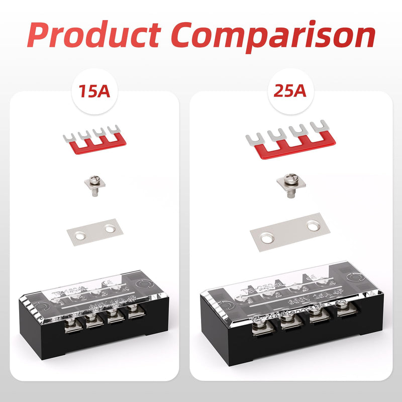 APIELE 15A Screw Terminal Block 4/5/6 Position Dual Row Covered 400V 15A Pre-Insulated Terminal Barrier Strips (6PCS 15A 4P/5P/6P+6PCS Wiring Strips) 6PCS 15A 4P/5P/6P+6PCS Wiring Strips