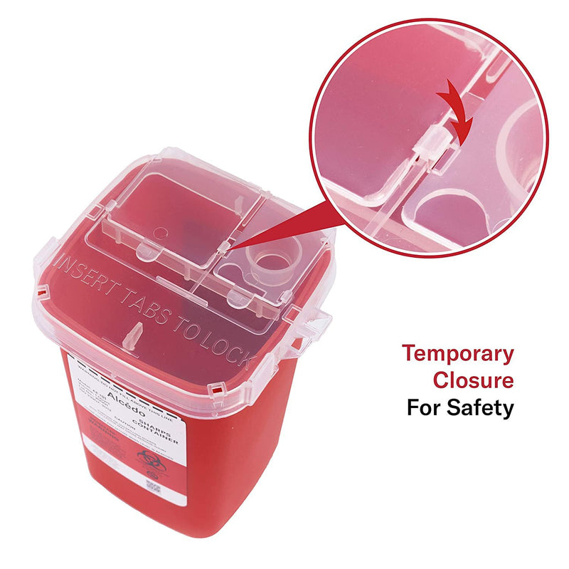 Alcedo Sharps Container for Home Use 1 Quart (1-Pack) | Biohazard Needle and Syringe Disposal | Small Portable Container for Travel and Professional Use