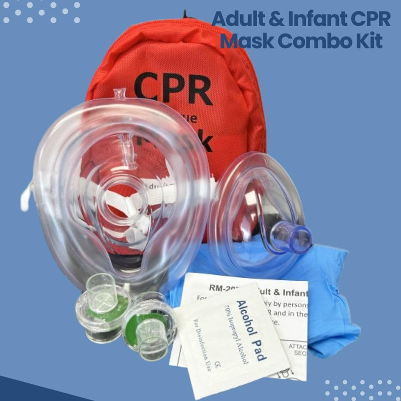 Adult & Infant CPR Mask Combo Kit with 2 Valves, MCR Medical