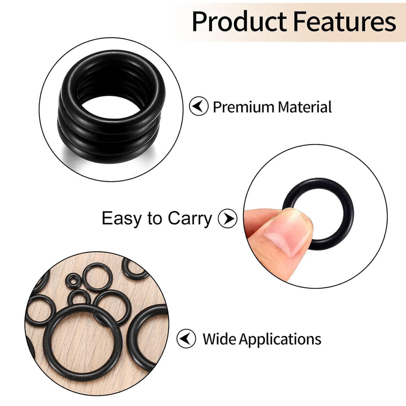 O Ring Assortment Kit, 360 Pcs Rubber Washer Orings, 24 Sizes Pressure Washer O Ring Kit for Faucet, Hose, Automotive, Air Gas Plumbing Sealing Repair O Rings, Black A-360 PCS