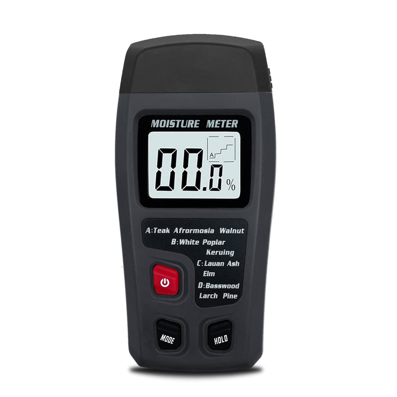 Digital Wood Moisture Meter Wood Humidity Tester Hygrometer Timber Damp Detector Large LCD Display (Grey) Grey