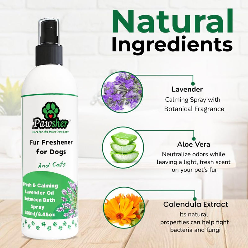Cat Care Essentials: Cat Teeth Cleaning & Breath Freshener | Paw Balm Lick Safe | Fur Freshener Spray & Deodorizer Perfume | Refreshing & Calming Lavender Scent for in Between Baths