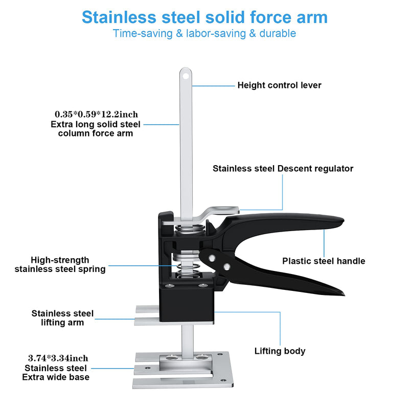 Labor Saving arm Tool-12 inch Portable Height Adjustable Lift Jack,Precision Clamping Hand Device for Drywall,Tile Locator,Furniture,Door Lifter,Cabinet Install(2PCS)