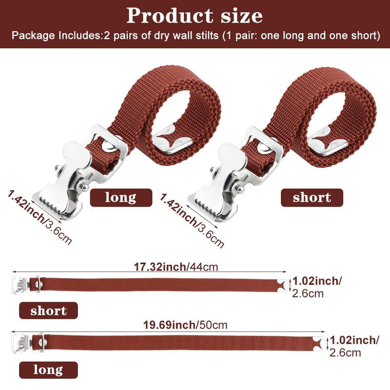 Adjustable Drywall Stilt Leg Straps, 4PCS Replacement Stilt Straps, Nylon Fixation Kit for High Wall Painting/Street Performance/Home Improvement (Brown) Brown