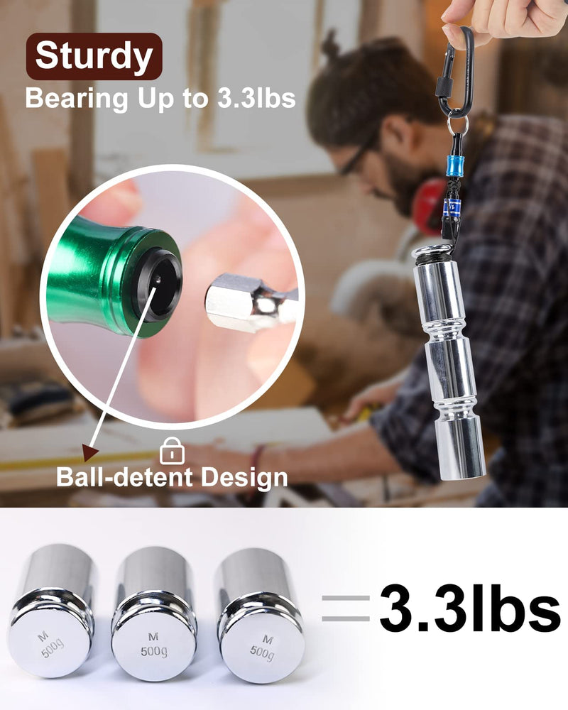 Katerk 12pc Portable Bit holder Key chain, 1/4 inch Hex Shank Screwdriver Bit Clip for Impact Driver Drill Bit Extension Nut Driver W/Black Carabiner, Quick Release Lightweight Drill Screw Adapter Black Carabiner