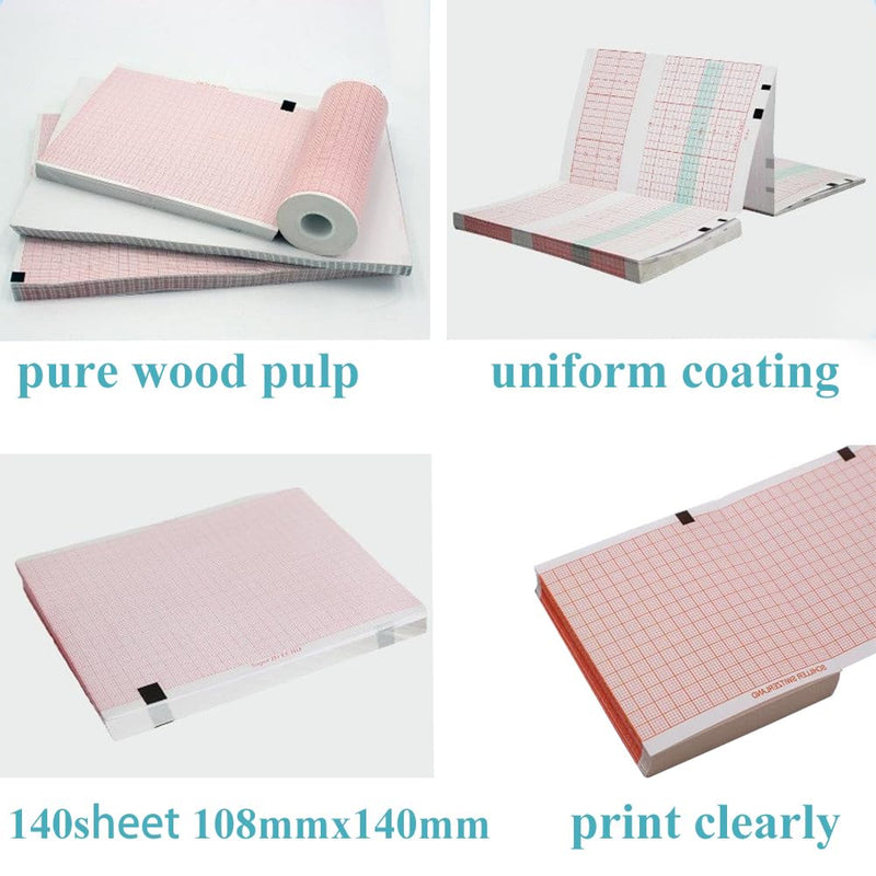 EKG Paper, 108mm X 140mm X 140 Sheets, Thermal Recording Sheets for Home Ekg Machine, ECG Chart Paper