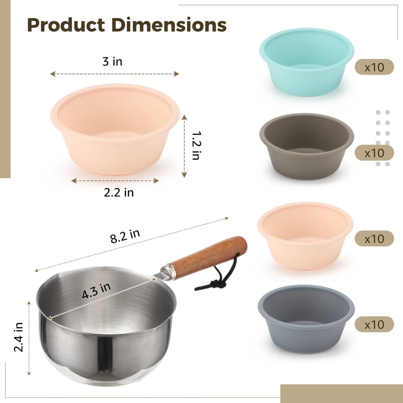 40 PCS Puto Mold Cups for Steamer Filipino with Pouring Measuring Cup, 3 x 1.2 in Reusable Silicone Baking Cups Non Stick, Heat Resistant Steamed Molds for Filipino Puto Muffin Tart Oven Steamer