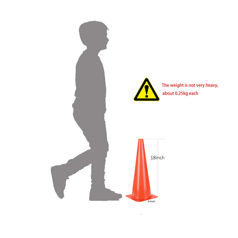[5 Pack] 18 inch Traffic Cones, Safety Road Parking Cones,Agility Field Marker Cones for Soccer Basketball Football Drills Training, Outdoor Sport Activity & Festive Events 5 Pack, Orange