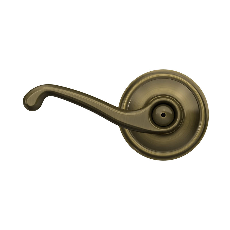 Schlage F40 FLA 609 Flair Door Lever, Bed & Bath Privacy Lock, Antique Brass Standard