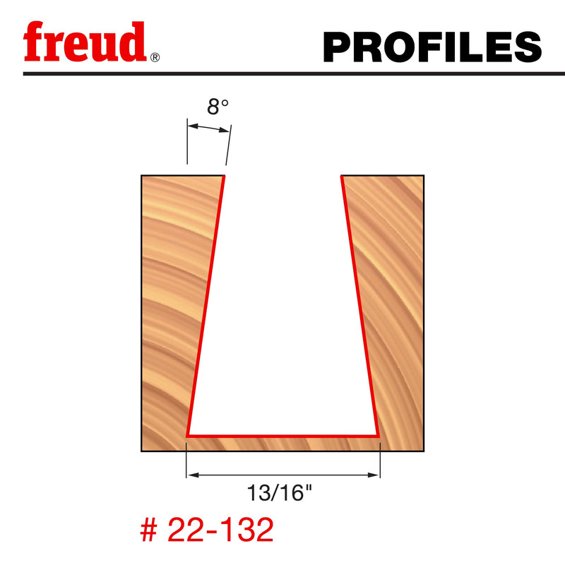 Freud 22-132: 13/16" (Dia.) Dovetail Bit with 1/2" Shank