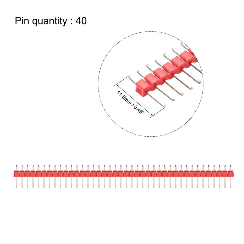 uxcell 20pcs Male Pin Header,40 Pin 2.54mm Straight Single Row Breakable Header Connector PCB Pin Strip,Red