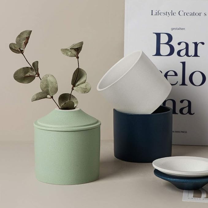 Ashtray with Lid, Large Capacity, Stylish Ceramic Ashtray with Lid (Circle) (Green) - NewNest Australia