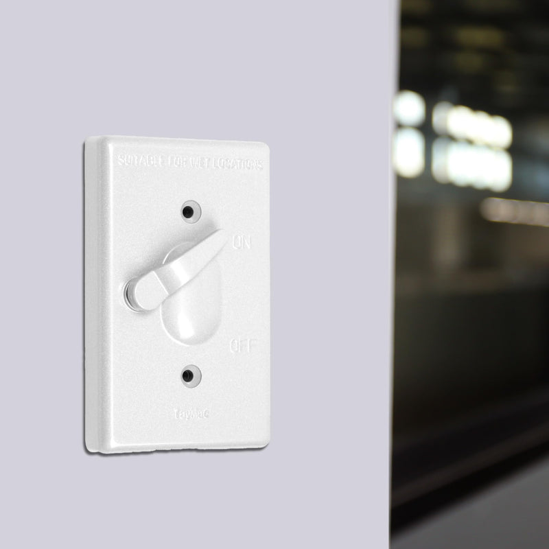 TayMac TC100WH Weatherproof Toggle Cover, 1-Gang, Vertical Device Mount, White 1 Count (Pack of 1)
